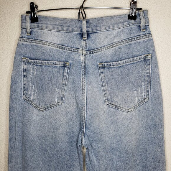 Pacsun Women's Sz 28 Distressed Highrise Straight Leg Jeans Light Wash - Picture 5 of 8